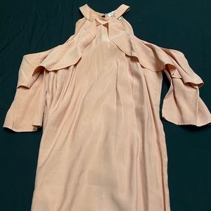 Peach flowy shoulder-cut-out dress